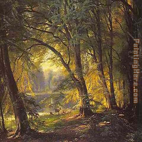 Deer Park painting - Carl Fredrik Aagard Deer Park art painting